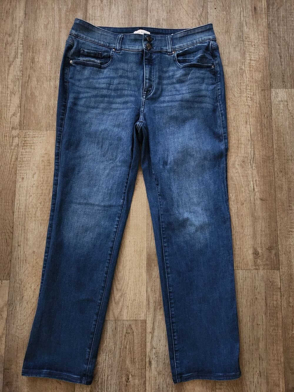 LANE BRYANT High Rise Tighter Tummy Straight Jean Dark Wash Stretch Size 16